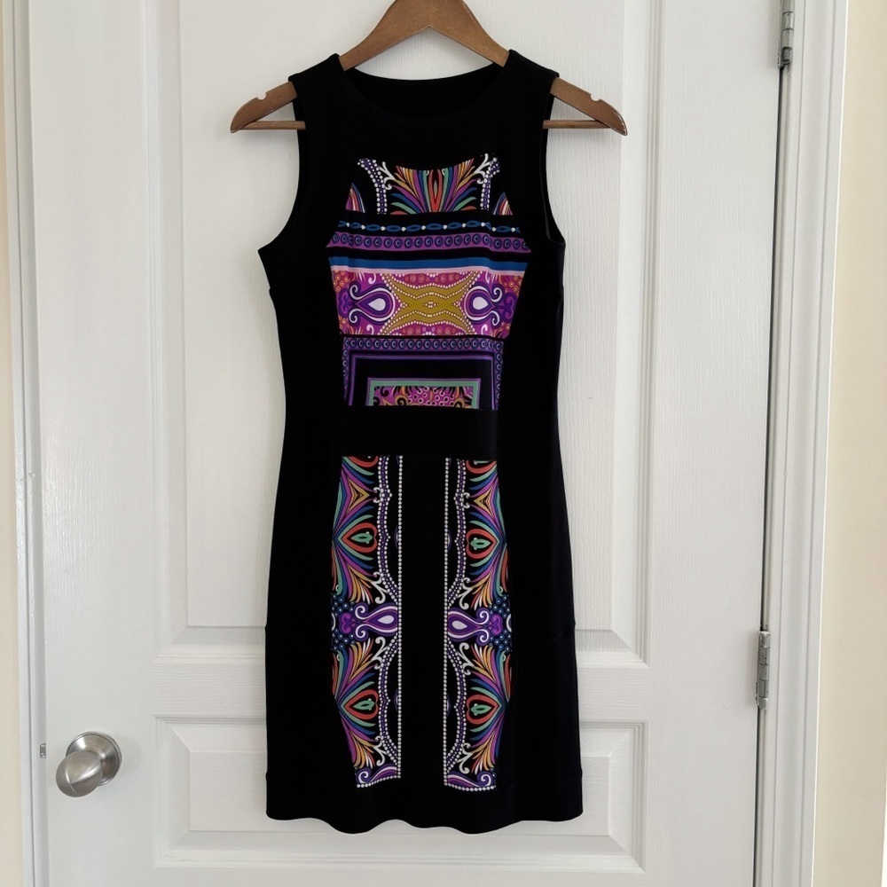 Eva Varro Vibrant Geometric Print Sleeveless Shift Dress XS